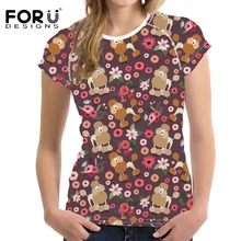 Forudesigns/женская футболка Фитнес Спорт Для женщин милый Пудель печатных спортивной работает Спортивная одежда Бодибилдинг Тонкий Топ Футболка