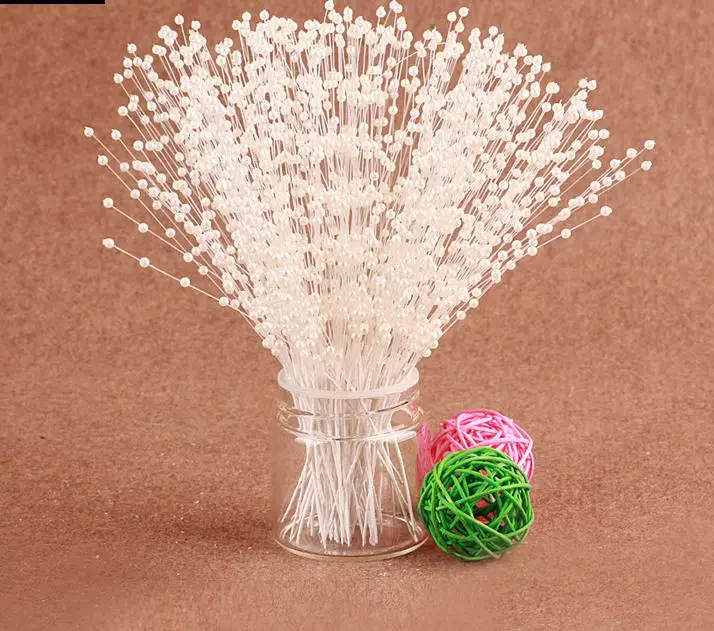Hot Sale!! 4mm Handmade Pearl Beaded Stem Jewelry Accessories DIY Wedding Flowers Small Craft Flowers *Free Shipping*