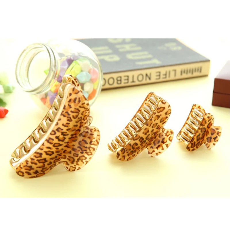 Women Lady Girls Leopard Hair Clip Claw Hair Accessory Clamp Headpiece 3 Sizes M02199
