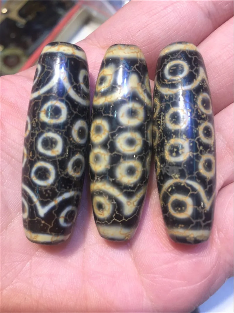 

Rare Pattern 21 Eyes 13mm*40mm Weathering Crack Skin Amulet Natural Agate Stone Tibetan Dzi Beads for Bracelet DIY Jewelry