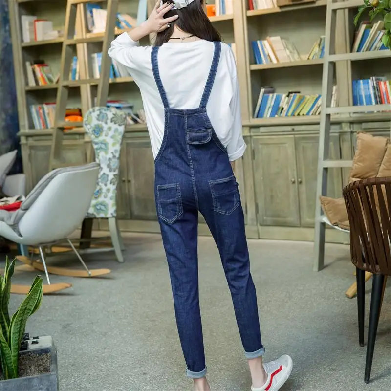 Bib Bj3015 Mid Students Spring Waist Jeans Trousers Free Overalls Ankle Pants Shipping 2019 Scratched New Pencil Thin length Girls Pxx6UqEv