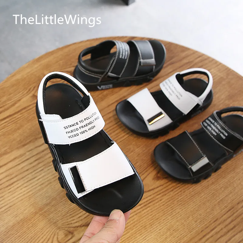 

Children's Leisure Summer Sandals 2019 New Boys' school Open-toed Non-skid Sports Beach Shoes white flat 1-16 years old