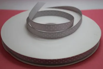 

100 Yards/lot 3/8" (9-10mm) of single-sided silver/White polka dots printed grosgrain ribbon