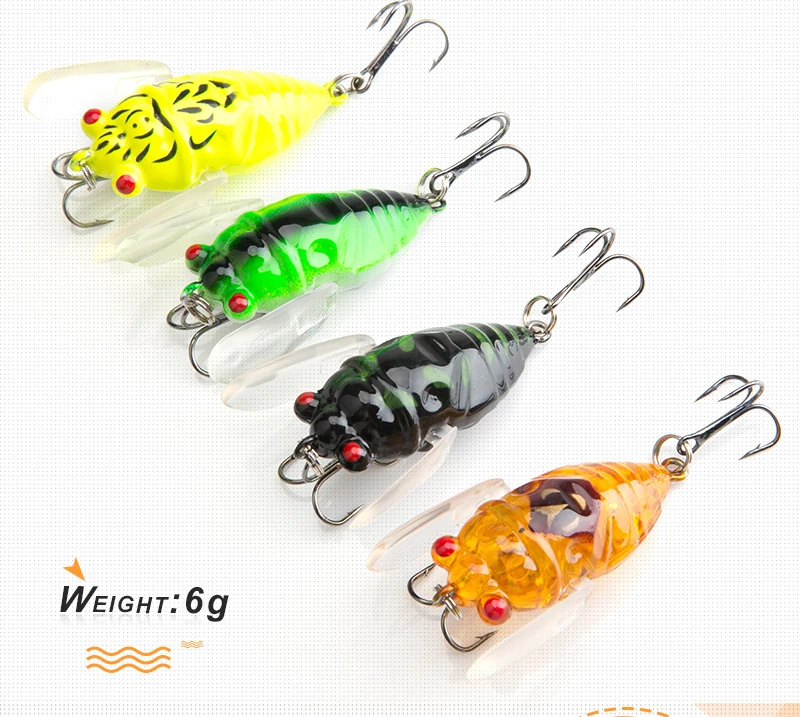 DONGQL 1Pc Insects Fishing Lure 4cm 6g Artificial Cicada Bait Topwater Bass iscas para Pesca Crankbait Wobblers Fishing Tackle (3)