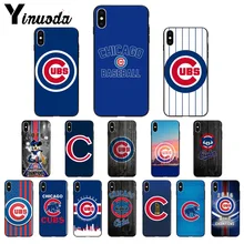 Yinuoda béisbol Chicago Cubs TPU suave silicona negro Funda para iPhone x XS MAX 6 6s 7 7plus 8 8Plus 5 5S SE XR