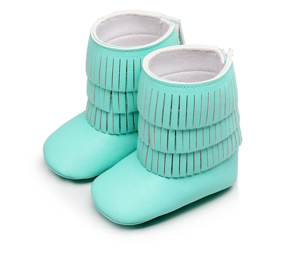14 цветов Новое поступление из искусственной замши 3 слоя кисточкой Мокасины детские пинетки для новорожденных первый шаг обувь