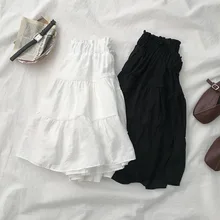 Трапециевидные Юбки Лето Новая женская плиссированная короткая юбка однотонная Офисная Женская Империя