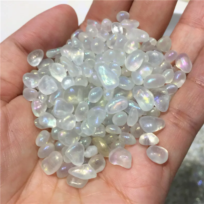 100g Rainbow Angel Aura Crystal Tumbled Stone Natural Quartz Crystal Healing Specimen Minerals Home Desk Aquarium Decoration
