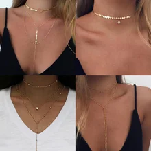 Tenande Simple Style Beads Animal Elephant Triangles Cross Love Hearts Statement Necklaces& Pendants for Women Punk Jewelry