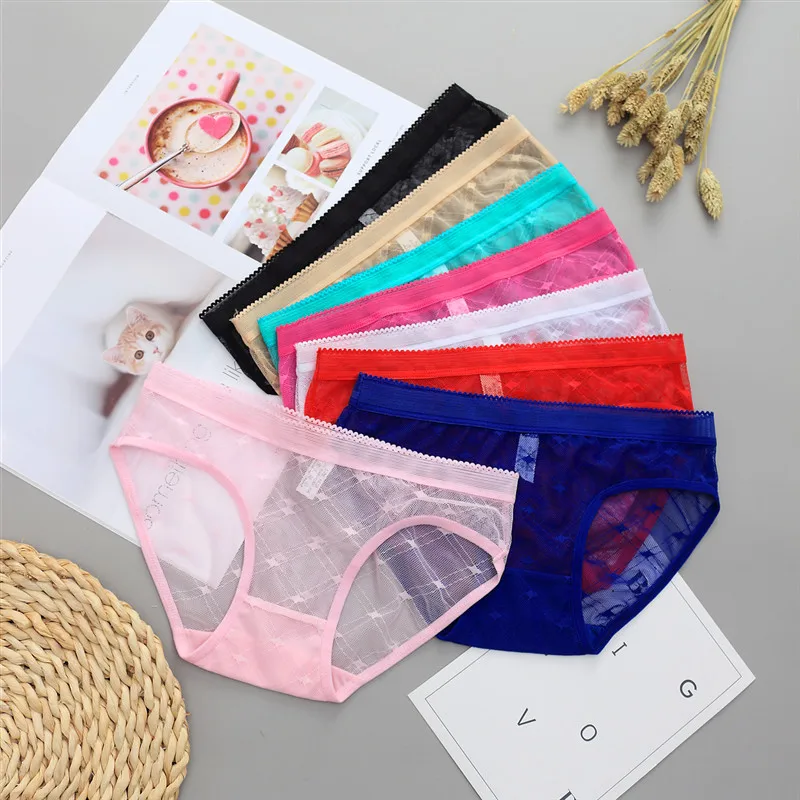Sexy Seamless Briefs Transparent Women Underwear Panties Ultra-thin Women Briefs Lace Sexy Panty Cotton Underpants Plus Size 39 (13)