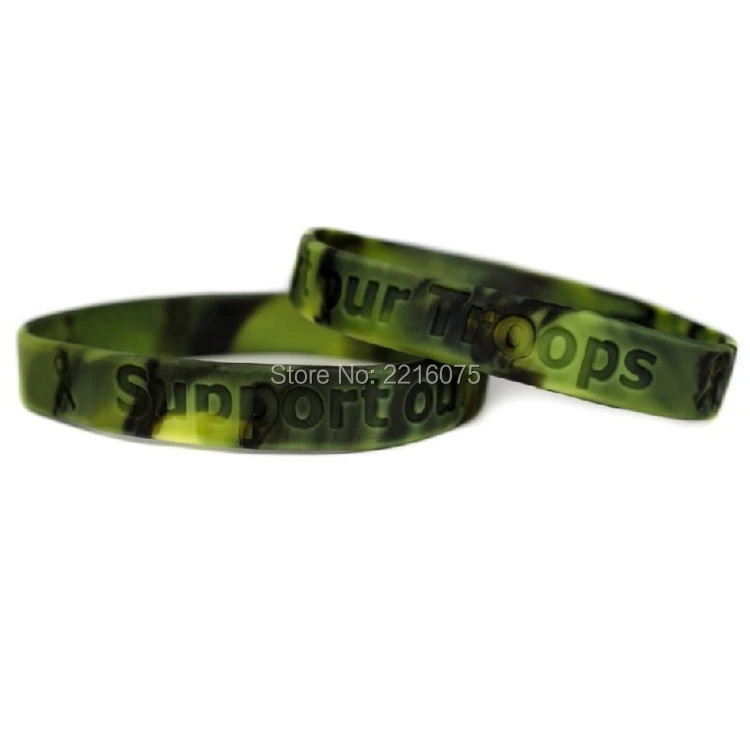 300pcs Support Our Troops Green Camo Camouflage Silicone Wristband 300pcs Support Our Troops Green Camo Camouflage Silicone Wristband Rubber Bracelets Free Shipping By Dhl Express In Cuff From Jewelry