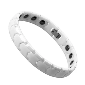 Здоровый керамический Магнитный браслет для женщин и мужчин гематит свадебный браслет энергетический гладкий черный белый керамический браслет вечерние ювелирные изделия - Окраска металла: White