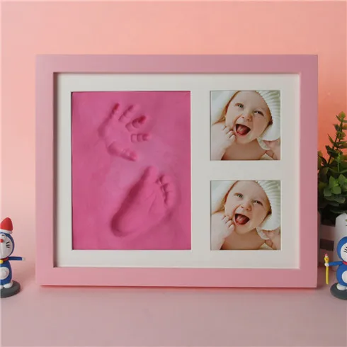 Детская картина с отпечатком ноги, Нетоксичная, для новорожденных, отпечаток руки, чернильный коврик, водяной знак, Детские сувениры, литые глиняные игрушки, подарок - Цвет: Pink