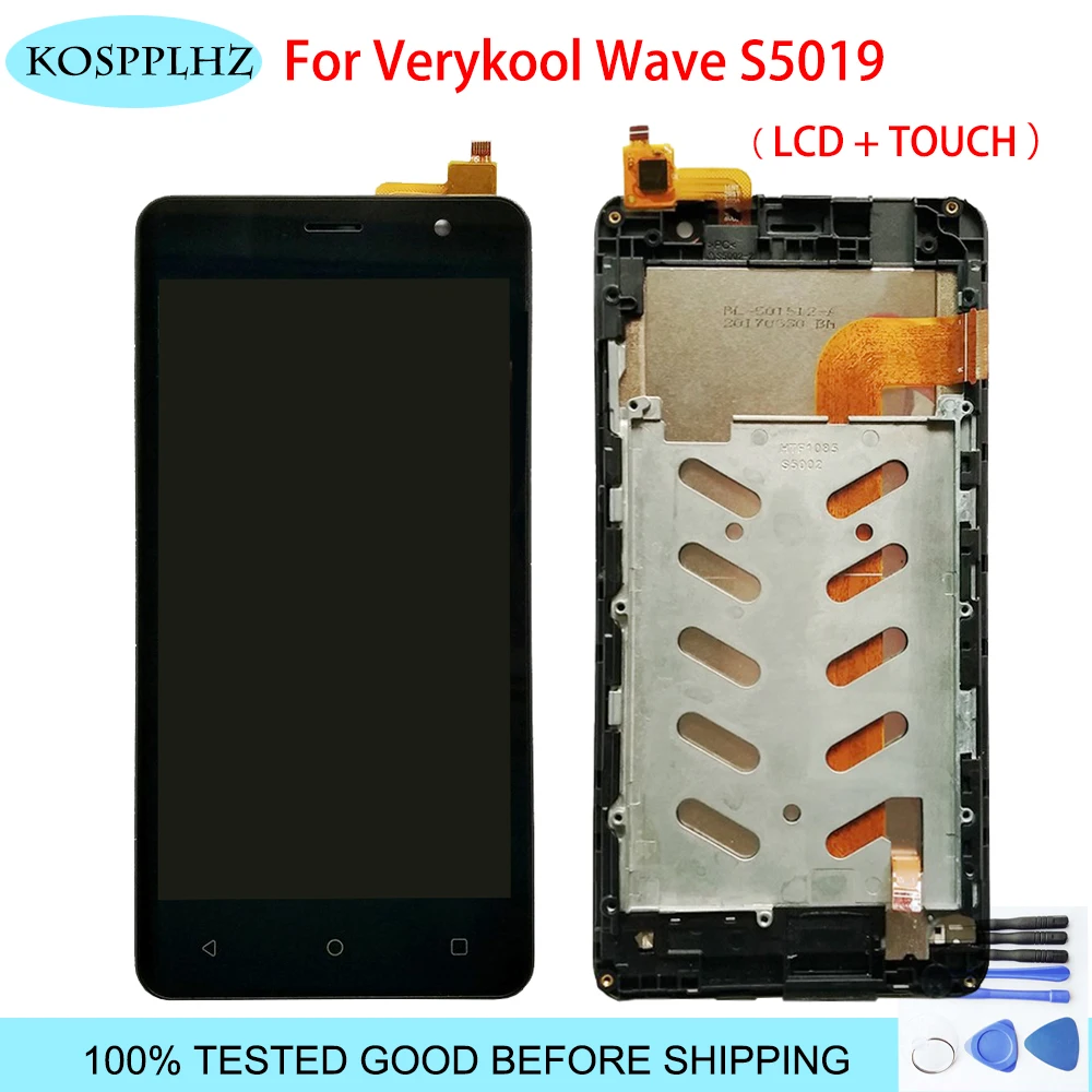 5.0 inch For verykool wave s5019 LCD Display+Touch Screen Digitizer Glass Panel Assembly for S 5019 with frame+tools | Мобильные