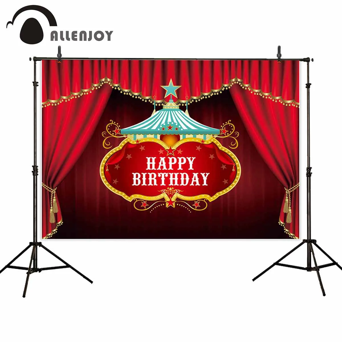 Фотофон Allenjoy с днем рождения цирковая красная занавеска вечерние фон для