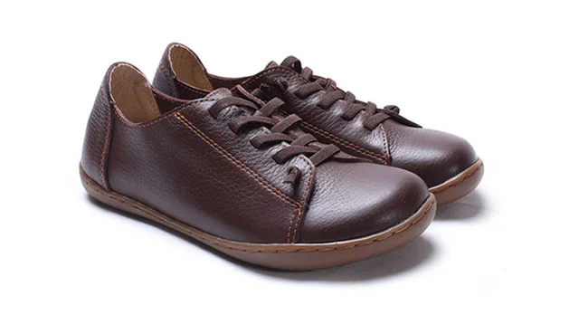 MVVJKE/Женская обувь на плоской подошве из натуральной кожи; женские туфли на плоской подошве со шнуровкой; женские мокасины; женская обувь - Цвет: coffee