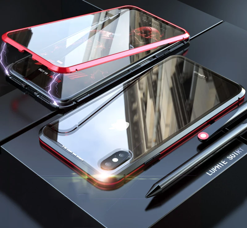 Luxury Double glass Metal Magnetic Case for iPhone XS MAX iPhone X XR 7 8 Plus 8plus Phone Case Magnet Cover 360 Full Protection (12)