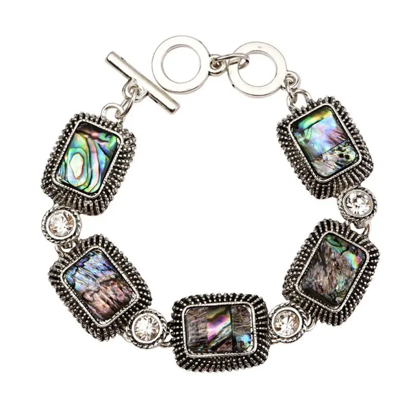 

JAVRICK Women's Natural Abalone Paua Shell Authentic Ocean Shells Bracelet With OT Clasp Jewelry Gifts