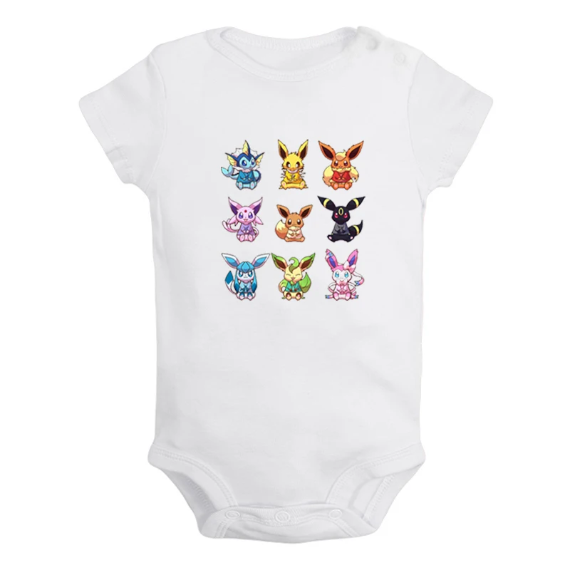 С покемоном Иви семья Espeon Jolteon дизайн новорожденных мальчиков и девочек униформа-комбинезон с принтом младенческой Боди Одежда хлопок наборы - Цвет: JaBaby983WD
