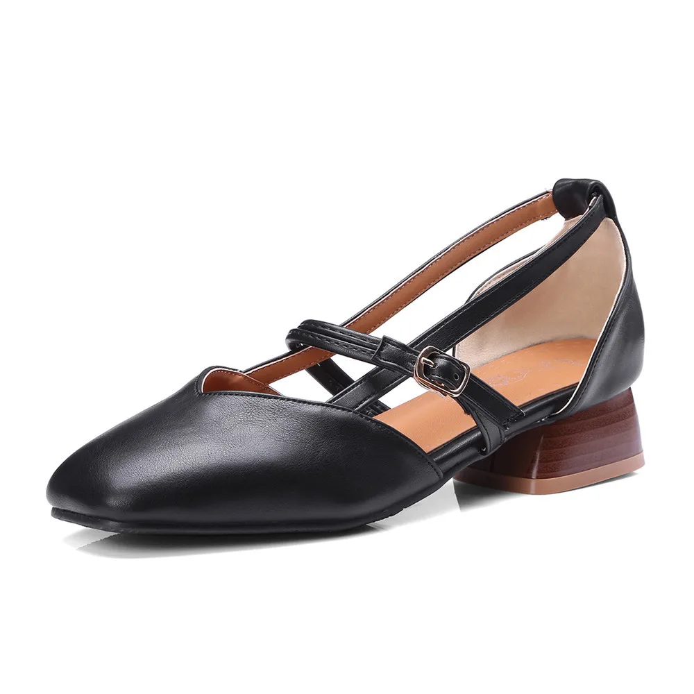 apricot Talon 2018 Nouvelle Femmes Femme marron Pompes Confortable Carré Grande Taille Boucle brown 46 Chaussures Morazora Mode Arrivée Simple Noir 33 Lady De SBxTd4w