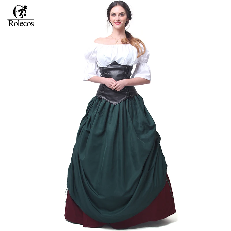 Rolecos Brand Womans Retro Dress Renaissance Medieval Long