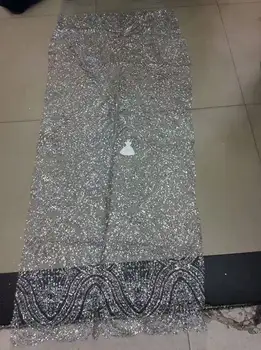 

France newly designed African lace fabric silver glitter lace net fabric for wedding bridal dress