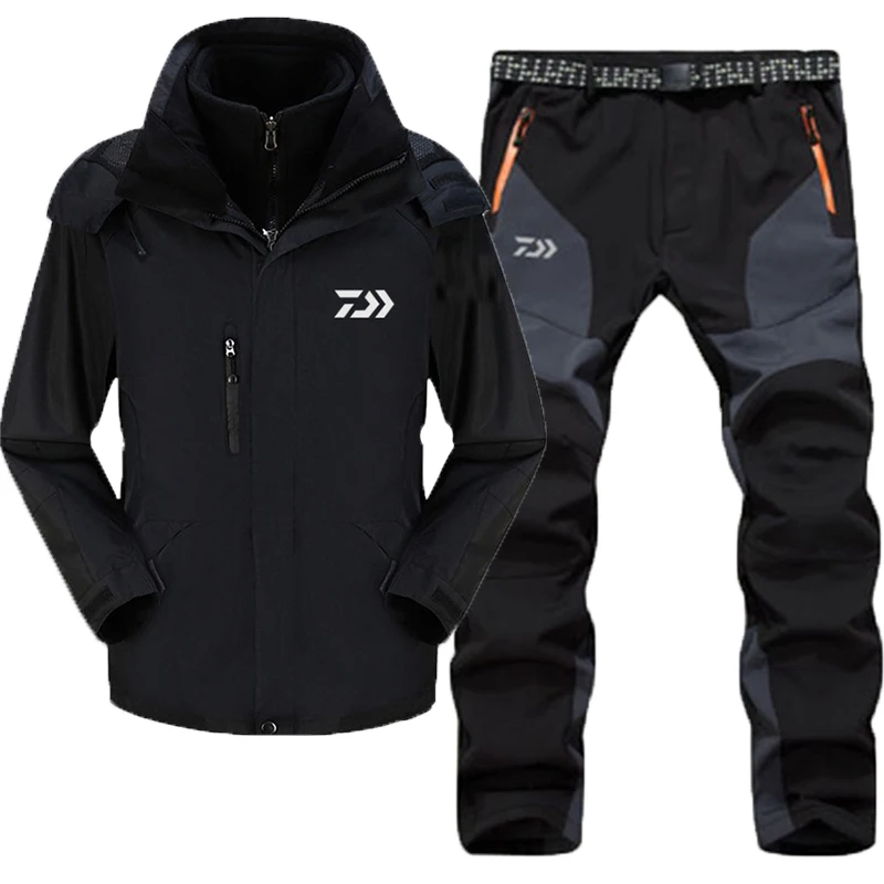 Daiwa высококачественные комплекты одежды для рыбалки, Мужская дышащая уличная спортивная одежда, зимний костюм, сохраняющий тепло, рыболовная рубашка и штаны