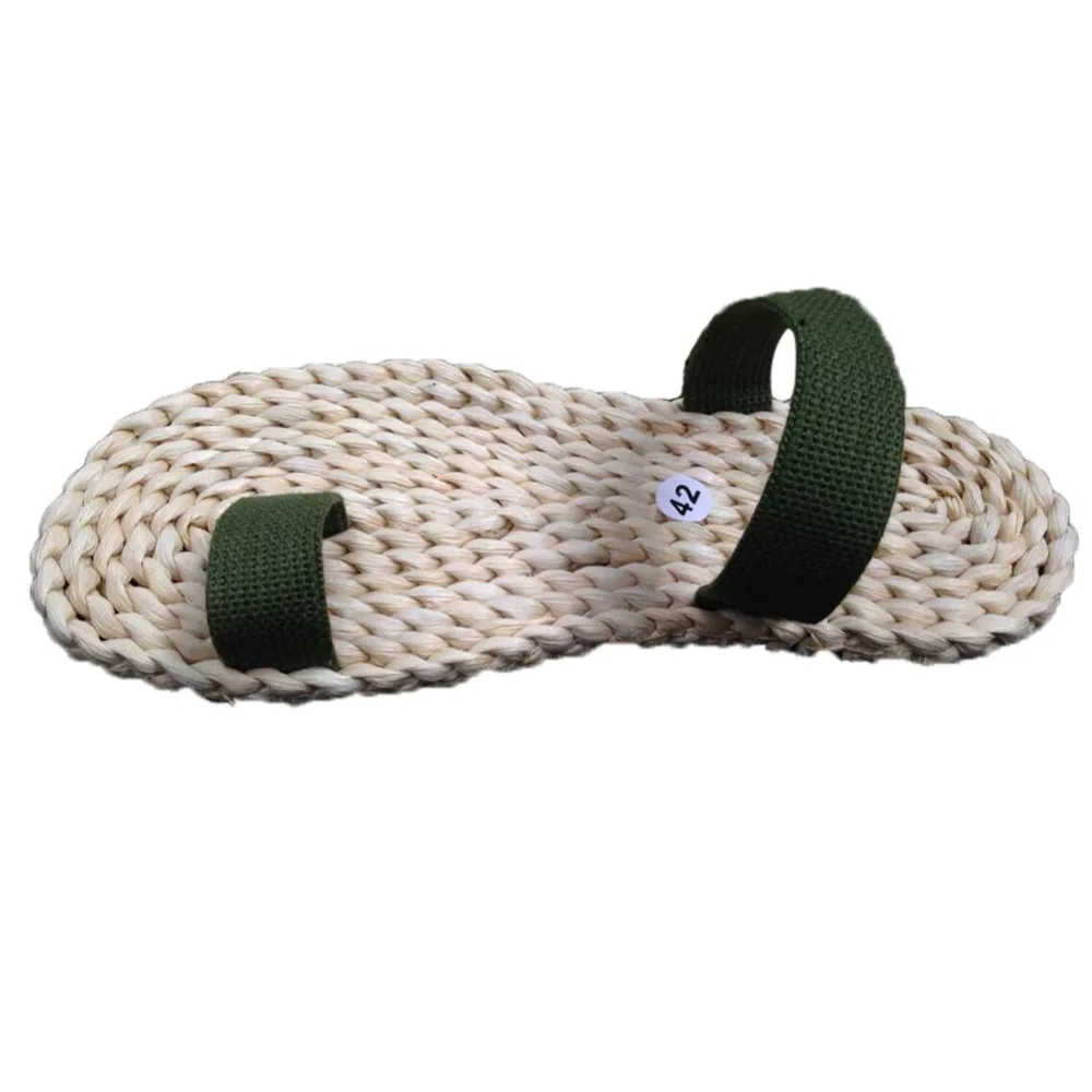 

Creative Beach Sandals Summer Straw Slippers Handmade Flat Non-Slip Flip Flops Comfortable Breathable Sandals Slippers