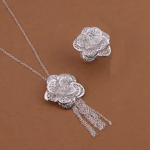 Серебряный цвет, Модный классический изысканный роскошный элегантный ажурный женский костюм с цветами, комплект из двух предметов, бестселлер Серебряный ювелирный костюм S439