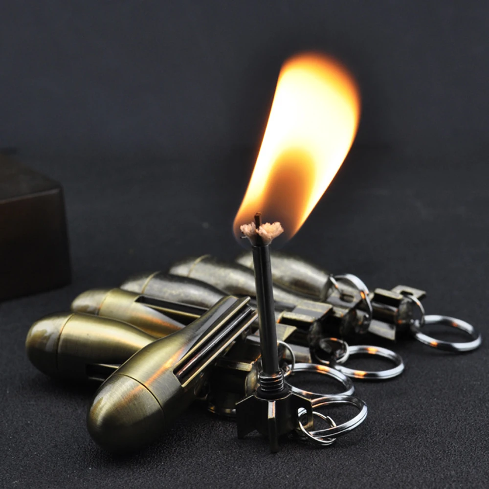 

New Permanent Match Lighter With Key Chain Camping Beaches Fire Starter Flint Stone