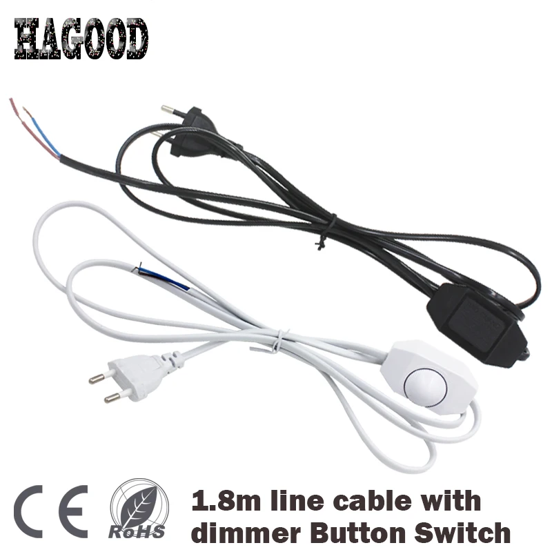 

Light Dimmer Plug EU/US Plug White/Black 1.8m Length Line Power Cable with Dimmable Button Switch for LED Lamp
