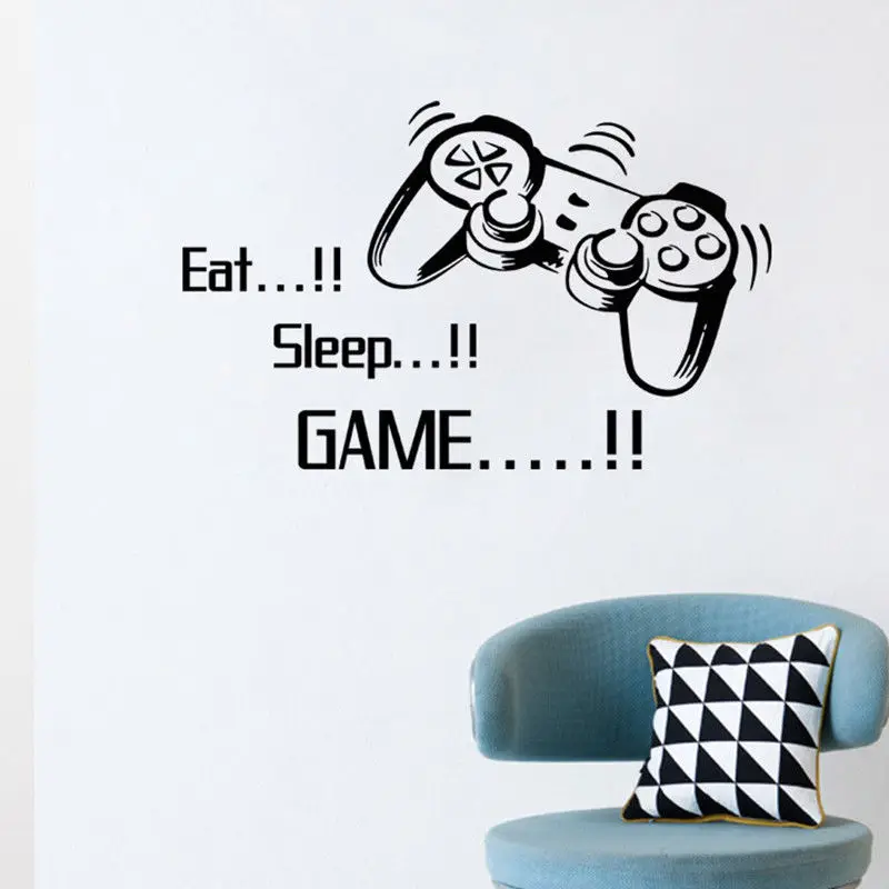 

Boys Bedroon Eat Sleep Game Wall Sticker Vinyl Wall Decals Fashion Ornament Art Design Poster Mural Teen Boys Decor W336