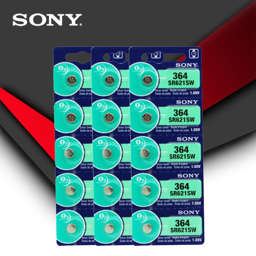 15 шт./лот sony 364 1,55 в оксид серебра часы батарея 364 SR621SW V364 SR60 SR621 AG1 Кнопка монета ячейка Сделано в Японии