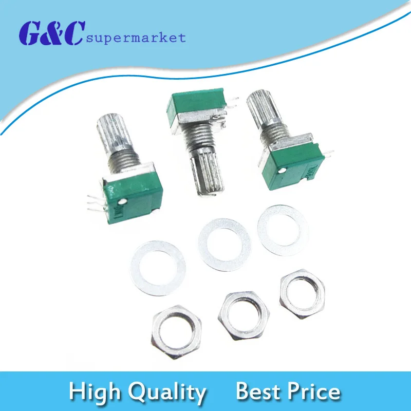 

3pcs 6mm 3 pin Knurled Shaft Single Linear B Type B10K ohm Rotary Potentiometer DIY Kit