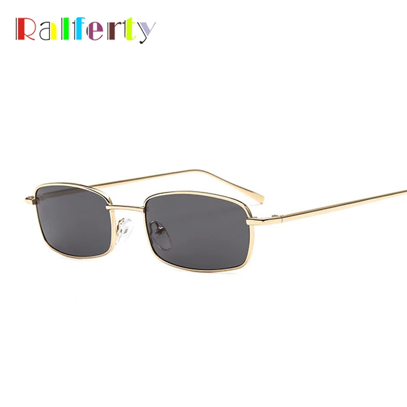 

Ralferty Thin Small Rectangle Sunglasses Women Metal Square Sunglass Men Gold Black Eyewear Vintage Retro Sun Glasses D5104