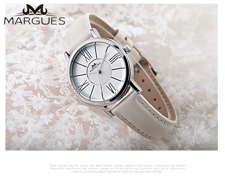 

Women Watches MARGUES brand Quartz watch Three-dimensional Roman numerals case simple watches casual leather strap clock 31