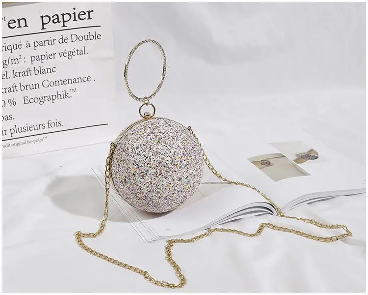 Женская бальная вечерняя сумка с кольцом на ручке, Круглый клатч, кошелек, клатчи на цепочке, сумки на плечо, Прямая поставка - Цвет: Многоцветный