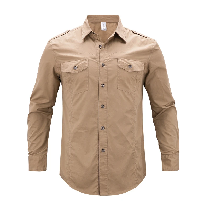 Camisas tácticas de carga para hombre, camisa informal de marca a la moda, camisa militar del ejército, ropa de talla grande 4XL color caqui y azul|cargo shirt|casual shirt menmilitary fashion shirts -