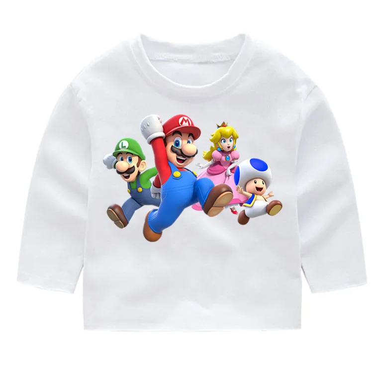 

Super Mario Kid's Print Cotton Fashion Long Sleeve T-shirts Kid's Long Sleeve Tops Baby Girl Harajuku Clothes