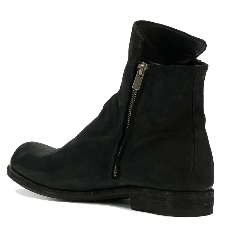 Version De Automne Européenne Rétro Bottes Zipper Chaussures Respirant Pour D'équitation Cuir Hiver Britannique Hommes En Basses Noir cLq54Aj3R