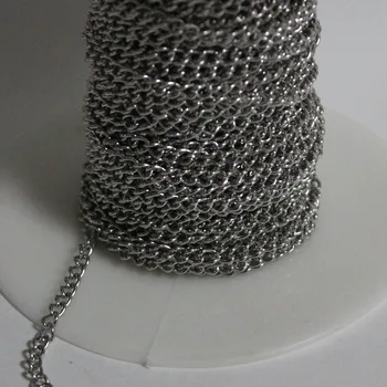 

2-4MM Wide Red Copper Metal Free Nickel Rhodium Tone Encryption Curb Chains Jewelry Necklace Fashion Links 100M Pick Up Sizes