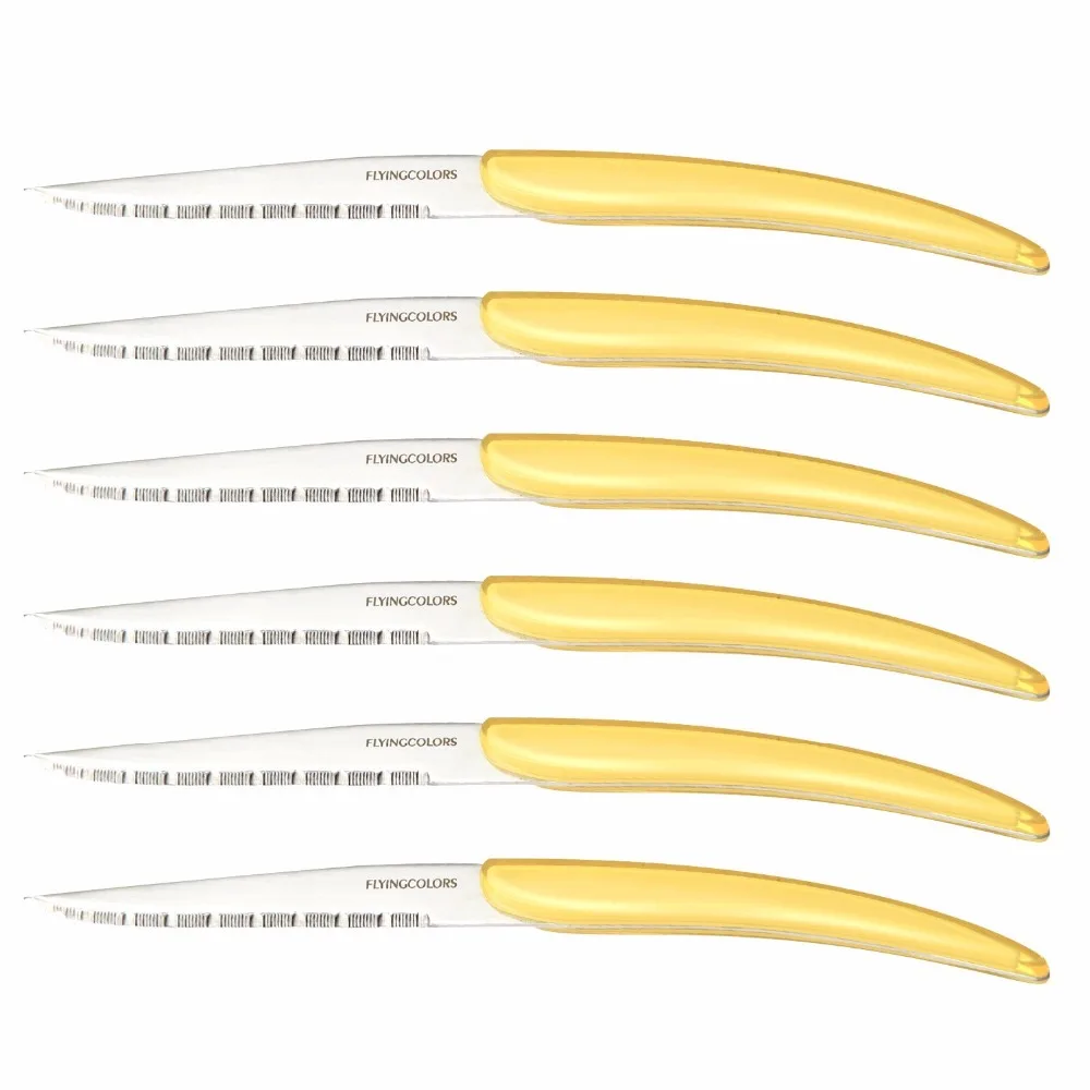 Западный стиль 6 шт. стильный высококачественный набор ножей для стейка из нержавеющей стали цвет посуды для желтого