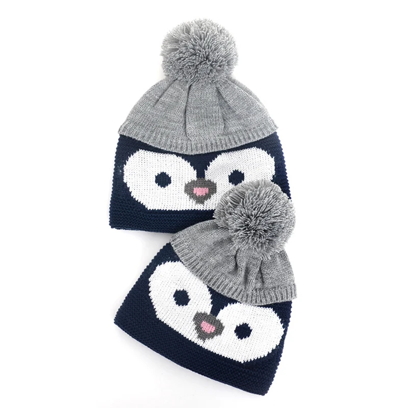 Новая модная шапка для мальчиков и девочек, осенняя и зимняя шерстяная шапка, Корейская Милая мультяшная вязаная шляпа теплая Регулируемая Удобная шапка