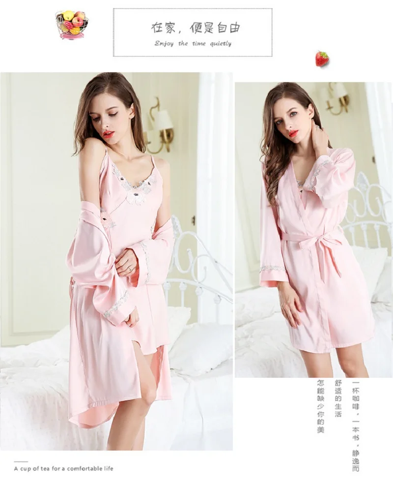pink sexy silk-like Home Clothing (2)