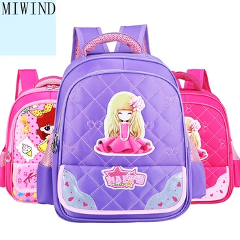 

MIWIND Girl School Bags PU Leather Bag Children Schoolbag 1 - 3 Grade Primary Bookbag Orthopedic Princess Schoolbags TMT968