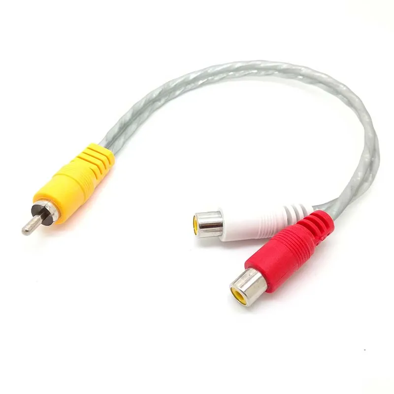 10 قطعة 1 RCA الذكور أحادية إلى 2 RCA الإناث ستيريو مقسم صوت A/V Y سلك توصيل للكابل