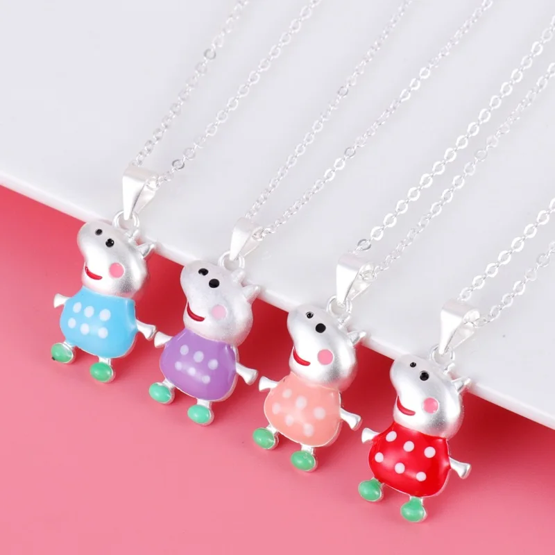 

2019 New Fashion 4 Colors Pink Red Blue Purple Pig Pendant Necklace For Children Birthday Party Gifts Jewelry Wholesale