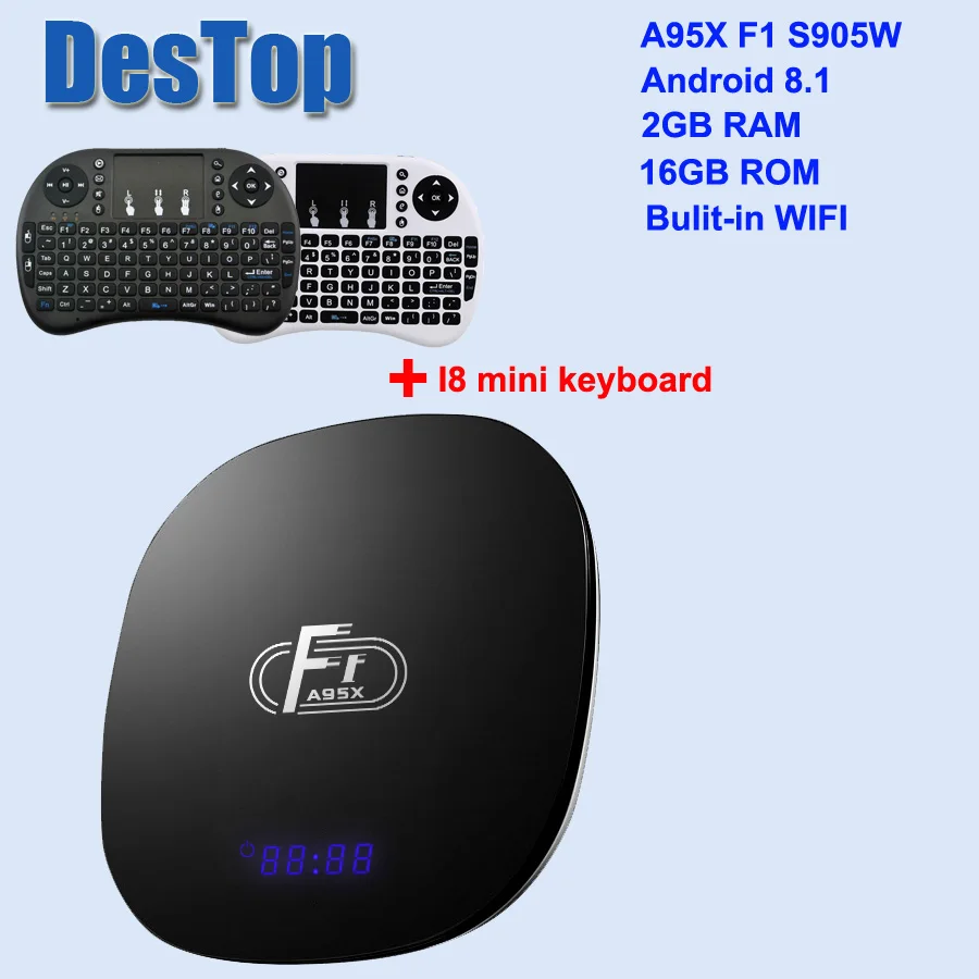 A95X F1 Android 8,1 tv Box Smart tv BOX 2 Гб ОЗУ 16 Гб ПЗУ Amlogic S905W Bluetooth/2,4G wifi/100 Мбит/с/4 K H.265 медиаплеер 10 шт - Цвет: 2GB 16GB i8 normal