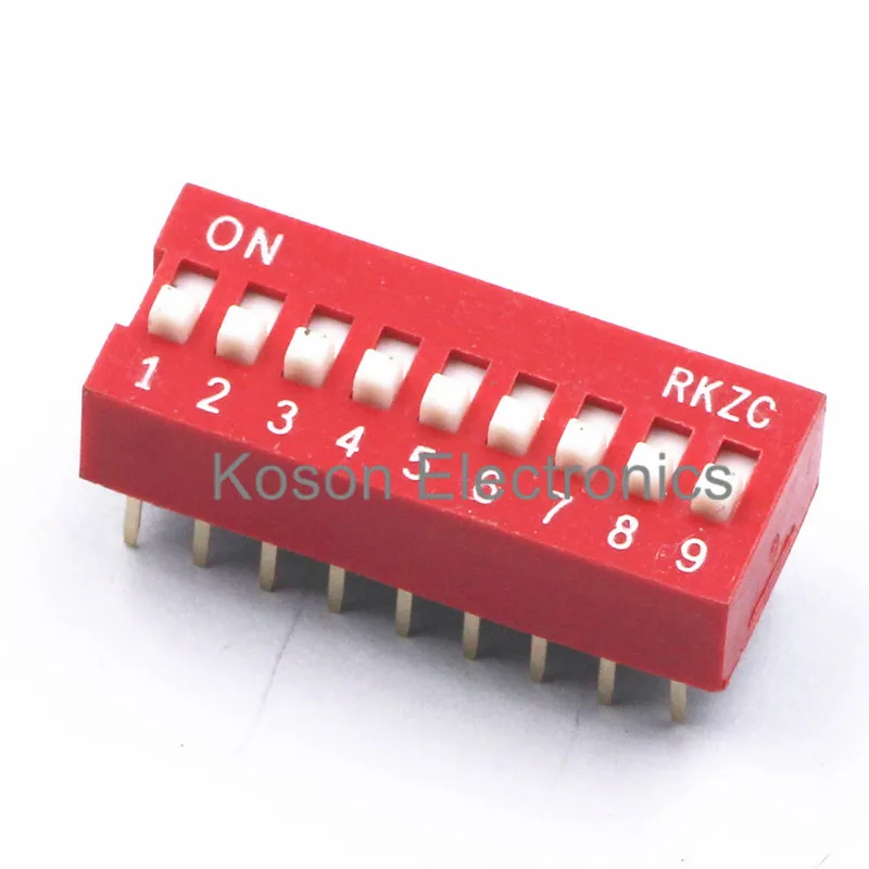 5Pcs DIP Switch 9 Way 2.54mm Toggle Switch Red Snap Switch ...