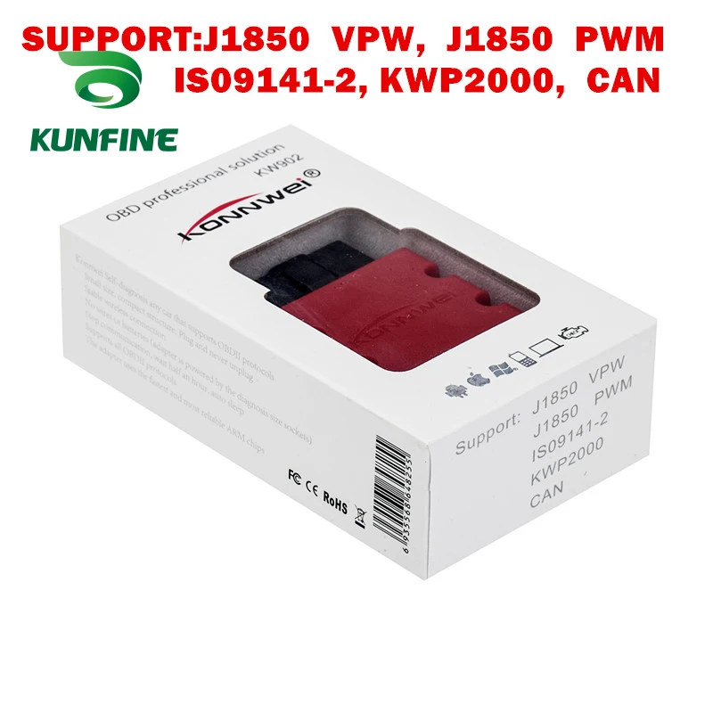 Kunfine kw902 ELM327 Bluetooth 3.0 odb2 II диагностический код сканер чтения Специальный для телефона Android Оконные рамы PC сканирования